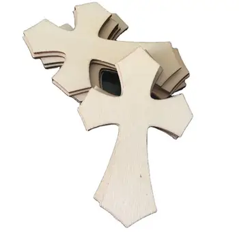 10 бр. Празни Непълни Дървени Деколтета във формата на Кръст от Дърво за Diy от Дърво, Занаяти, Накити за Неделното училище