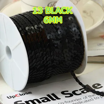 100 ярда облицовки от черни пайеток 6 мм, продава се в опаковка от 1 рулону (100 метра) -Черна панделка с пайети