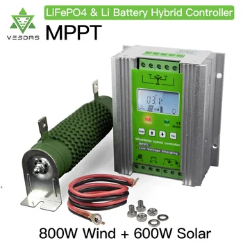 1400 W MPPT Вятър Слънчев Хибриден Усилвател Контролер за зареждане на 12 В 24 В PWM Самосвальная Натоварване е Съвместима с една Литиева Оловно-киселинната батерия Lifepo4