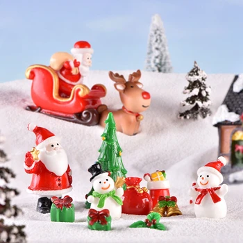1бр Микро Дядо Коледа, Снежен човек Eik Пейзаж в Миниатюра Декор Коледна Торта Topper Декор Коледа, Рожден Ден на Дете на Нова Година Печене
