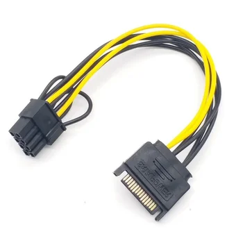 20 см Високоскоростна 15-пинов SATA за свързване на до 8-номера за контакт (6 + 2) кабел за захранване PCI-E Кабел SATA от 15-за контакт на до 8-контактна кабел