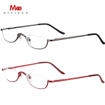 2pscMEESHOW Очила за Четене за Жени с Полуободком Удобна Кутия Панти за Мъже метални стилни очила за старческо +1.75 +2.25 +3.5