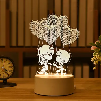 3D Акрилни led нощна светлина Романтичната Любов Сърцето/мечка/заек Декоративна Настолна Лампа в Стаята на Съпругата/Децата Рожден Ден/Подарък за Свети Валентин