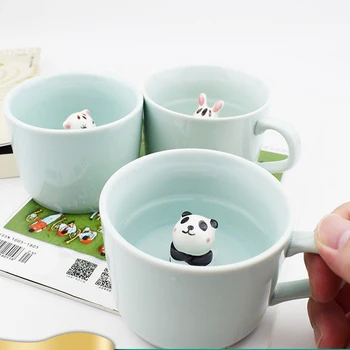 3D Сладък Животни Крава Панда Жаба Чаена Чаша Сок, Мляко, Чай, Чаши Керамична Чаша за Кафе Чаша с Дръжка на Съдове за Напитки Подарък за Приятелка на Детето