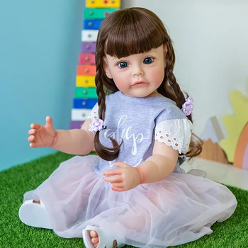55 см Силиконова Възстановената Момиченце-бебе Принцеса Сю-Сю Ръчно Рисувани Играчки за Момичета