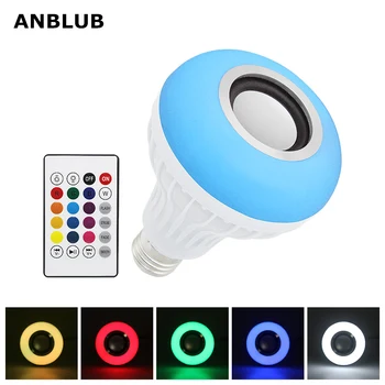 ANCLUB Smart E27 LED RGB Лампа Безжична Bluetooth Високоговорител Възпроизвеждане на Музика от Аудио Димиране Светлина RGBW Лампа с Дистанционно Управление