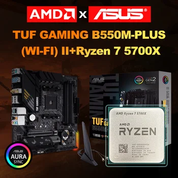 ASUS Нова дънна платка TUF B550M PLUS WIFI II + AMD New Ryzen 7 5700X 3,4 Ghz и 8-ядрен процесор AM4 Процесор, Micro-ATX B550M 128 G 4600 Mhz