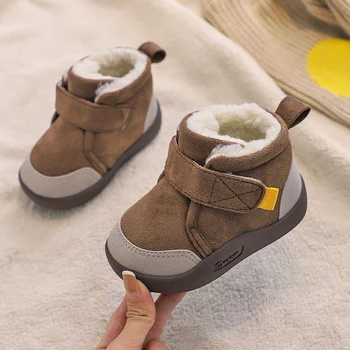 COZULMA/Детски зимни обувки за момичета 1-4 години, Зимните обувки за момчета и момичета с кожа, Бебешки обувки, Мека подметка, памучен обувки за деца, 15-24