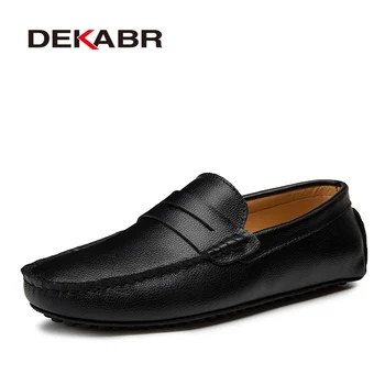 DEKABR/големи размери 38-49, мъжки лоферы, обувки от естествена кожа, Модни мъжки обувки-машина, Марка мъжки Ежедневни кожени обувки, мъжки обувки на плоска подметка