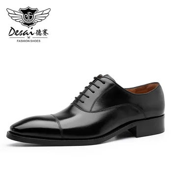 DESAI/кожени обувки големи размери, oxfords от телешка кожа, елегантни мъжки обувки, мъжки джентльменская сватбена официалната обувки дантела, Топ 38-47