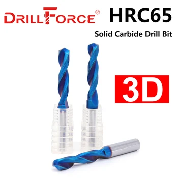 Drillforce 1 бр. на 1 mm-16 mm HRC65 Видий Тренировки, 3D Нано Син Навити Флейта Обрат Тренировка За Твърда Сплав От Неръждаема Инструмент