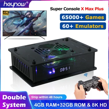 HEYNOW 4K HD Ретро Конзоли Супер Конзола X Max Plus 65000 Класическа Игра на Двойна Система S905X3 WiFi, За да SS /PS1 /PSP/N64 /DC