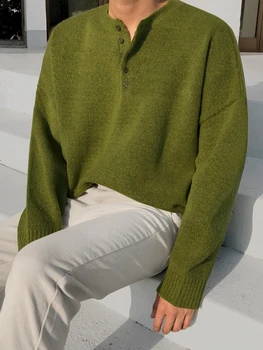 IEFB Корейски Пуловер с V-образно деколте, Мъжки Свободни Блузи, Модни Есенни Върховете на копчета, Реколта Дрехи За Мъже 9Y4568