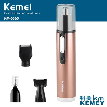 Kemei 4 в 1 Оригинална Машинка За носа Електрически Безопасен За Бръснене Тример За Грижа За Лицето, Акумулаторна батерия Тример За Косми В Носа За Мъже И Жени
