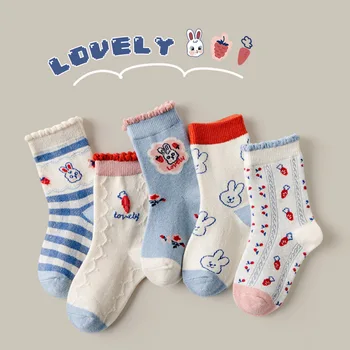 MLiu 5 Чифта Зимни чорапи за деца и момичета, Топли Дебели чорапи за Екипажа, Детски Уютни Подарък Чорапи