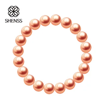 SHENSS Качествен Гривна от Раковини с Перли Еластични Дамски Гривни с Различни Размери Розов цвят
