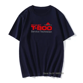 T-800 Техник Тениска За Мъже Памук Новост Тениска Crewneck Терминатор Cyberdyne Киборг Camisas Hombre Реколта