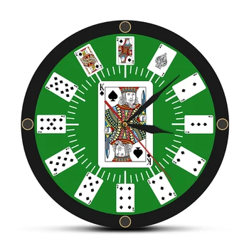 Texas Holdem Покер Игра, В Казино Стенни Часовници Покер, Бридж Декор Часовници Карти За Игра На Хазартни Игри Дизайн На Часовника Време