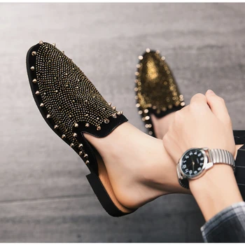 Topvivi/Новост; Мъжки Ежедневни обувки на равна подметка за Партита; Дизайнерски Модела обувки с Нитове; Лоферы; Модни мъжки обувки; Zapatos Hombre