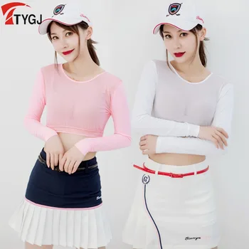TTYGJ летни дрехи за голф дамски регулируема защита от слънцето хит облекло сетчатое бельо ледена коприна долна риза дрехи вътре
