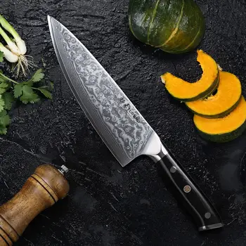 TURWHO 8 инча професионален Нож на Главния готвач на Японски Ножове от Дамасской са Станали Супер Остри Кухненски Ножове-Кухненски ножове с Дръжка G10