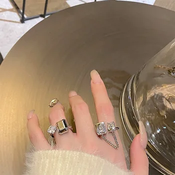 WEIYUE сладко корав пръстен с пискюл на веригата, дамски модни аксесоари, геометрично отворен пръстен на пръста си, сватба парти, на едро, подарък за рожден ден
