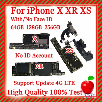 Безплатен iCloud, За iphone, x xr xs max Оригиналната дънна Платка Отключена С/Без Face ID Пълен Тест на Логическите такса Поддръжка на ios pdate