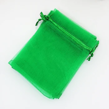 Безплатна Доставка на 200 бр. Зелена Чанта От Органза 20x30 см, Голяма Козметична Чанта За Опаковане на Бижута, Прекрасни Подаръчни Чанти с Завязками, Торбички От Органза