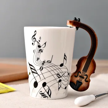 Висококачествена Гитарная Керамична чаша, чаши за Кафе с Индивидуални Музикални ноти, Чаша с Мляко Сок и Лимон, Кафе, чаена чаша, бихме могли да подкрепят совалка