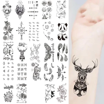 Водоустойчив Временни Татуировки Етикети за Жени Пълно Преобразяване на Тялото Елен Панда Стикер Флаш Фалшиви Татуировки за Мъже Жени