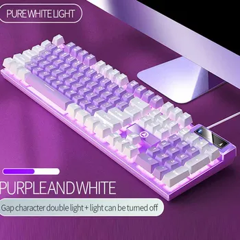 Детска клавиатура Gamer, НЕ е Механична Клавиатура, Мембранная Клавиатура, 104 Клавиша С RGB / бяла Подсветка за PC, Лаптоп