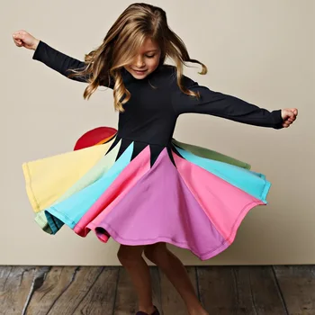 Детско преливащи рокля за момичета, Трапециевидная детски дрехи с дълъг ръкав и кръгло деколте, от 2021 г., костюмированная парти, летни рокли за малки момичета, от 2 до 6 години