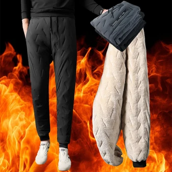 Зимни Топли Кашмир Директни Мъжки Ежедневни Панталони, Модерни Меки и Удобни Панталони-Жокера Размер Плюс