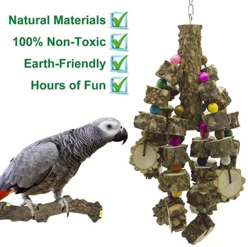Играчки за птици От дърво Големи Играчки за Папагали Играчки за Птици са Най-подходящи за африканските Сиви Ара Какаду Птици-папагали и много други неща