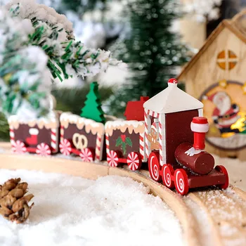 Коледна Украса за Дома 2023 Навидад на Боядисани Дървени Мини Коледен Влак Украшение Коледен Подарък на Дете 2022 Весела Коледа
