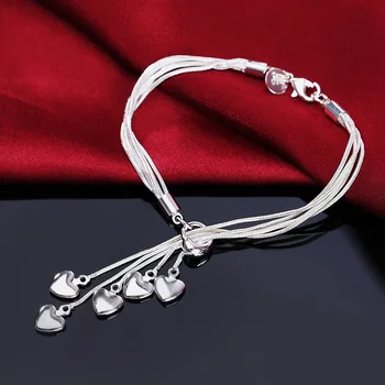 корейската мода красива 925 стерлинги сребърен Пискюл виси сърцето на змията гривна-верига за жени, за Сватба парти Подарък за бижута