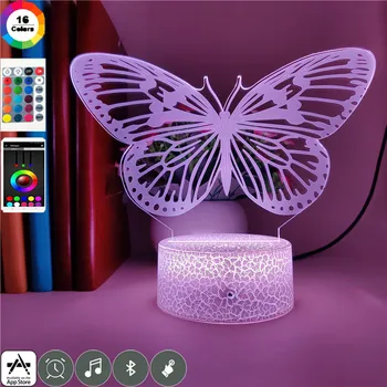 Красива Пеперуда Животно лека нощ за най-Малките Деца за Декорация на Детска Спални Визия 3d Лампа Настолна Лампа най-Добрите Коледни Подаръци Играчки