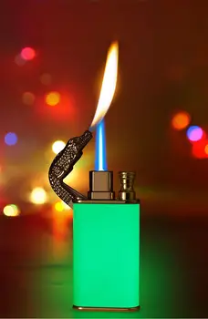 Креативна Ветрозащитная Запалка Крокодил Делфин, Прямоточная Конверсионная Запалка с Открит Огън, Светещ Газова Запалка с Бутан