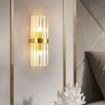 Модерен Gold Crystal LED монтиран на стената Лампа, за Вътрешен Стенен монтаж Лампа Начало Декор За Спалня Нощни Баня