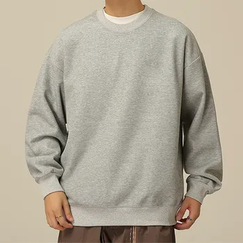 Мъжки блузи, обикновен пуловер с кръгло деколте, мъжки cityboy, японски тънък свободен пуловер, топ, пуловер оверсайз, бежов