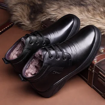 мъжки мъжки обувки от естествена Кожа с цип, Зимни Ботильоны, мъжки зимни обувки, вълнена Обувки, модни и ежедневни Мъжки Обувки, zapatos de hombre