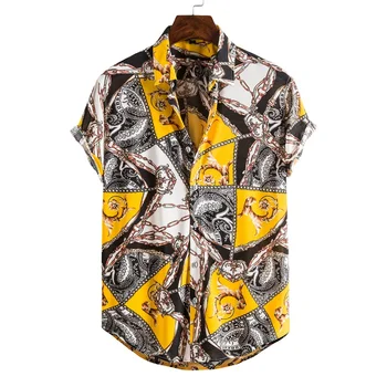 Мъжки Ризи с Къс Ръкав за Мъже, Социална Луксозен Мъжки Дизайнерски Дрехи, Хавайска Мода Елегантна Класическа Мода 2022