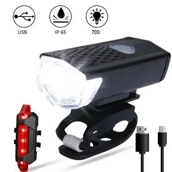 Наем на Велосипеди Фенер USB LED Акумулаторна Набор от Планински Инструменти Лампа Външна Фаровете Аксесоари Предни Задни Велосипеден Фенерче J9D7