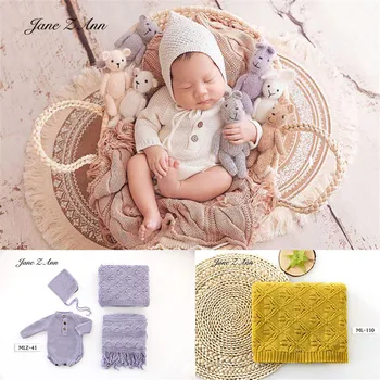 Одеяла за новородени вълнена дрехи, ръчно изработени детски снимки на дрехи студийная стрелба плътен цветен реквизит за снимки