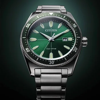 Оригинален мъжки часовник Citizen Eco-Drive С Светящимся Зелен Водно Призрак, Луксозни мъжки часовници, Бизнес Часовници, Водоустойчиви часовници Eco-Drive