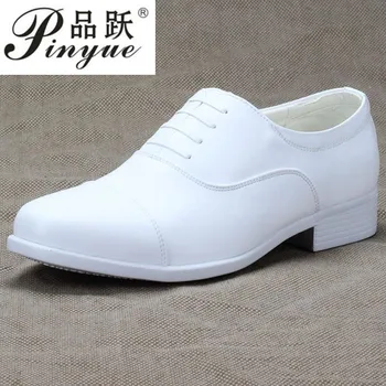 По-големи Размери, Мъжки Бели Сватбени Модела Обувки, Дишащи Обувки За Изпълнения С Три Ставите, Мъжки Официалната Обувки с Остри Пръсти, Плюс Двор