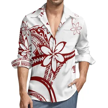 Потребителски Фабричная Изход Полинезийски Tribal Луксозен Дизайн Samoan Стил За Мъже С Модерна Риза С Дълъг Ръкав Голям Размер Уютна