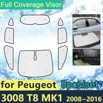 Пълно покритие на Слънчеви Очила За Peugeot 3008 Т8 Mk1 2008 ~ 2016 автоаксесоари Защита От Слънцето Странично Прозорец Козирка 2009 2012 2014 2015