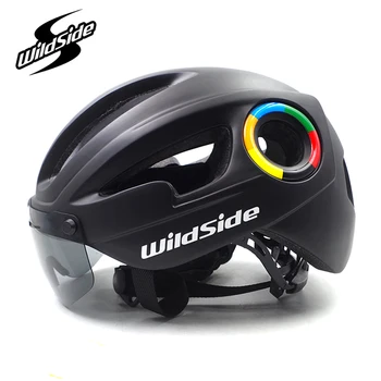 Пътен велосипеден шлем с предното стъкло слънчеви очила удобен каска за планински велосипед взаимозаменяеми обектив Вграден EPS състезателен шлем