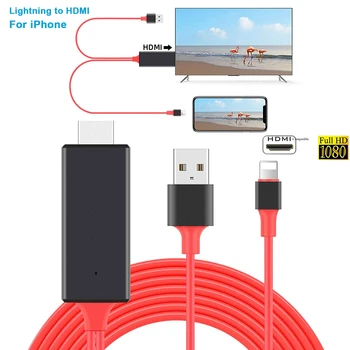 Светкавица към HDMI Кабел-адаптер за iPhone, iPad, 1080p HDTV AV Кабел за iPhone 12/11/XS/X/8/7 към телевизор Проектор Монитор